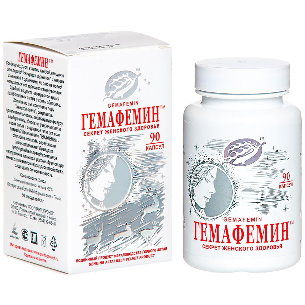 картинка Гемафемин - секрет женского здоровья, 90 капсул от магазина Панацея в Красноярске