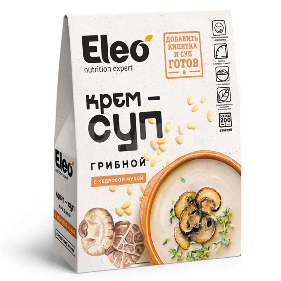 картинка Крем-суп грибной с кедровой мукой "Eleo" 200 г от магазина Панацея в Красноярске